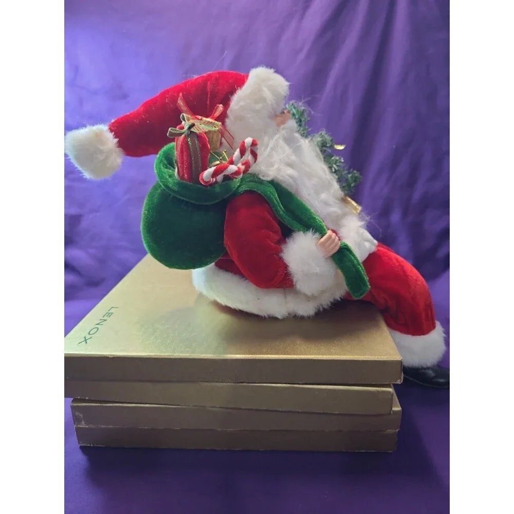 Vintage Santa Claus Figure 12” Shelf Sitter Holding Tree Christmas Decoration